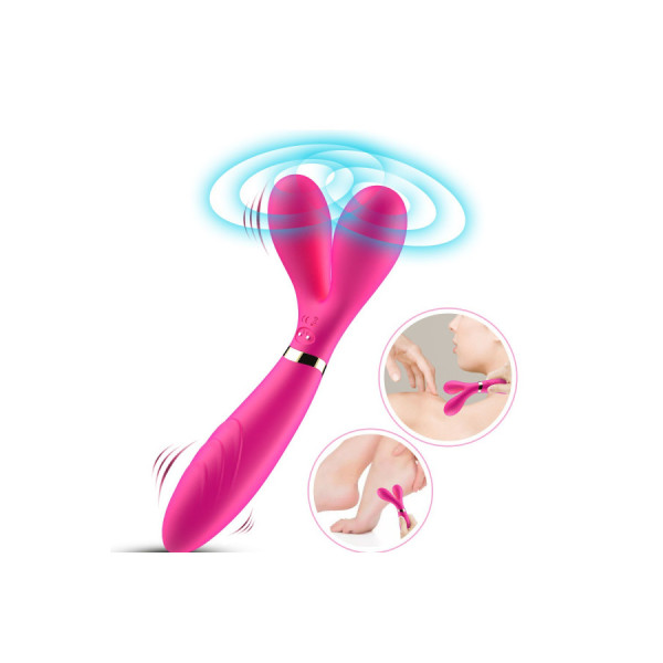 Vibromasseur Wand  rose en forme de Y avec 3 moteurs 
